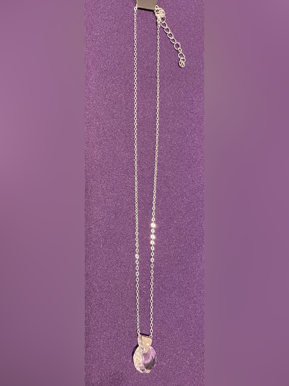 Delicate Silver Layered Chain Necklace with Clear Crystal Pendant